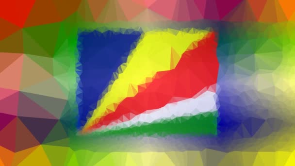 Seychely Flag Iso Fade Techno Tessellation Smyčka Animované Trojúhelníky — Stock video
