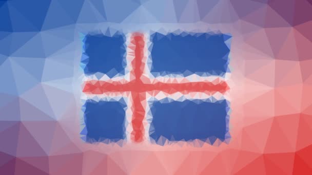 冰岛国旗Iso Is溶解技术特效环路动画多边形 — 图库视频影像