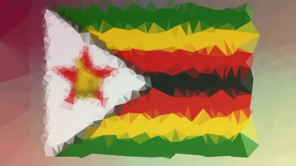 Zimbabwe Zászló Iso Halvány Techno Tessellation Hurok Animált Háromszögek — Stock videók