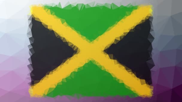 Jamaica Flag Iso Appearing Interesting Tessellated Looping Pulsing Polygons — Stock Video