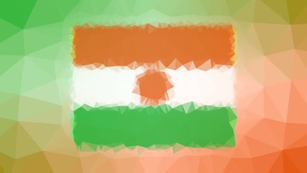 Niger Flag Iso Halványuló Technológiai Tessellation Hurok Pulzáló Sokszög — Stock videók