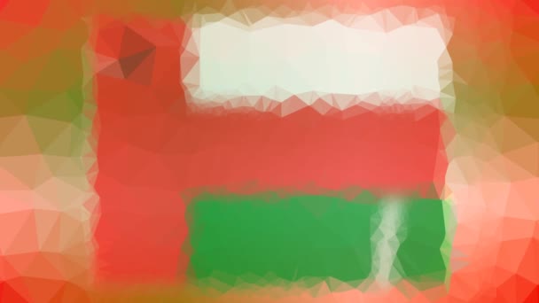 Omán Zászló Iso Feloldása Furcsa Tesselláló Hurok Animált Háromszögek — Stock videók
