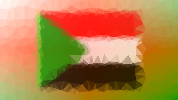 Bandiera Sudan Iso Che Appare Strani Triangoli Animati Loop Tessellati — Video Stock