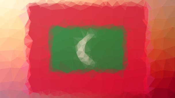 Maledivy Vlajka Iso Objevuje Techno Tessellated Smyčka Animované Trojúhelníky — Stock video