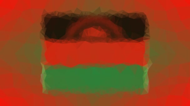 Malawi Flag Iso Dissolving Technological Tessellated Looping Pulsing Triangles — Stock Video