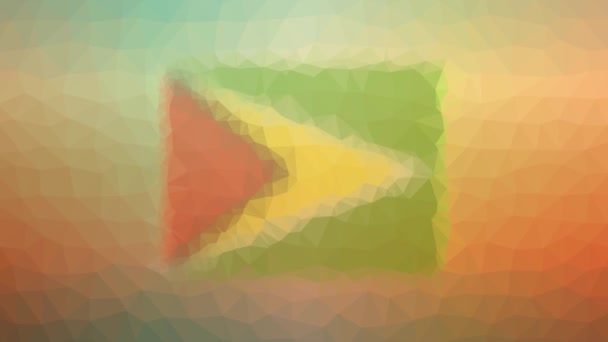Σημαία Γουιάνας Iso Ξεθωριάζει Τεχνολογική Tessellation Looping Κινούμενα Πολύγωνα — Αρχείο Βίντεο