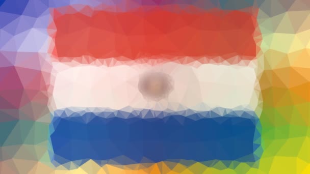 Paraguay Flag Iso Dissolving Techno Tessellated Looping Moving Polygoons — стокове відео