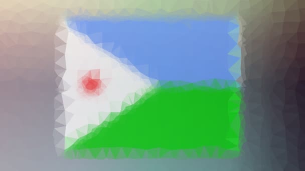 Σημαία Τζιμπουτί Iso Που Φαίνεται Ενδιαφέρον Tessellating Looping Πολύγωνα — Αρχείο Βίντεο
