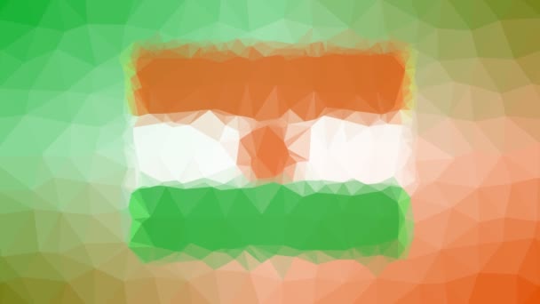 Niger Flag Iso Che Appare Tessellatura Tecnologica Loop Triangoli Movimento — Video Stock