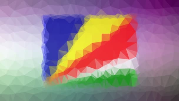 塞舌尔国旗Iso Sc分解奇异的分岔环状运动三角形 — 图库视频影像
