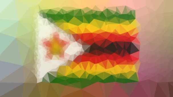Zimbabwe Flag Iso Fade Weird Tessellating Looping Animated Triangles — стоковое видео