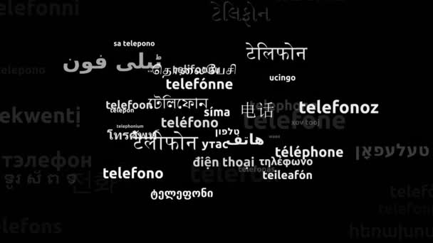 Telefono Tradotto Lingue Tutto Mondo Endless Looping Zoom Wordcloud Mask — Video Stock