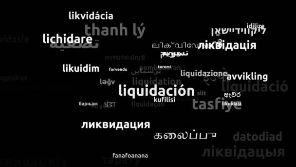 Ліквідація Перекладена Мовою Світу Нескінченна Петля Збільшення Wordcloud Mask — стокове відео