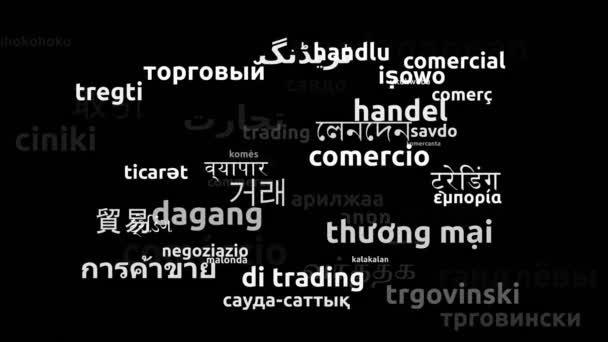 Trading Tradotto Lingue Tutto Mondo Endless Looping Zoom Wordcloud Mask — Video Stock