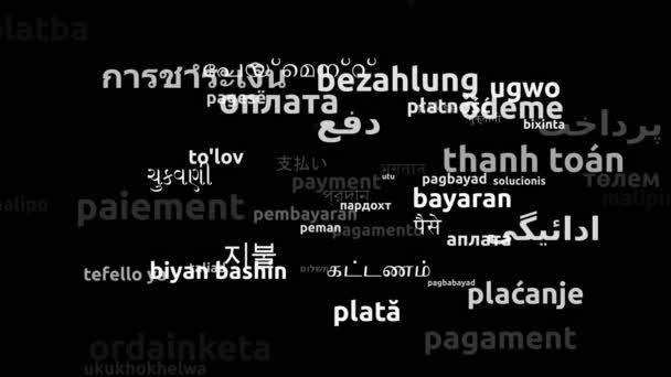 Betalning Översatt Till Hela Världen Språk Endless Looping Zooming Wordcloud — Stockvideo