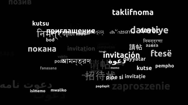 Invitation Translated Worldwide Languages Endless Looping Zooming Wordcloud Mask — Stok Video