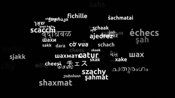 Chess Translated Worldwide Languages Endless Looping Zooming Wordcloud Mask — Stock Video