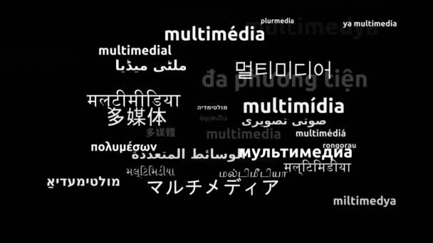 Мультимедіа Перекладено Мовами Світу Нескінченна Петля Збільшення Wordcloud Mask — стокове відео