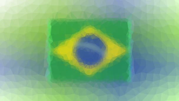 Brazil Flag Iso Appearing Strange Tessellating Looping Moving Triangles — Stock Video