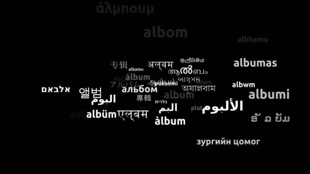 Album Vertaald Wereldwijde Talen Endless Looping Zooming Wordcloud Mask — Stockvideo