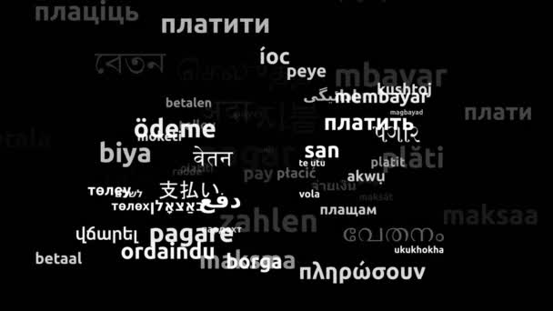 Оплата Перевод Языков Мира Бесконечный Цикл Увеличение Маски Wordcloud — стоковое видео