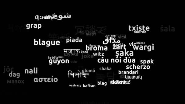 Joke Translated Worldwide Languages Нескінченна Петля Збільшення Wordcloud Mask — стокове відео