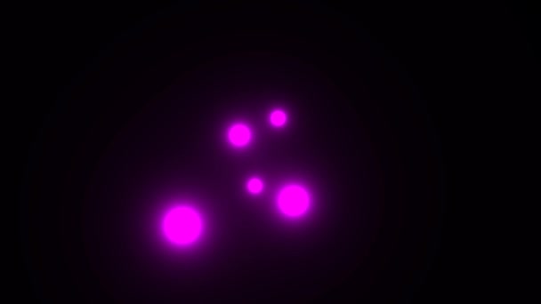 Velké kruhy fialových kuliček proudící kolem rámu — Stock video