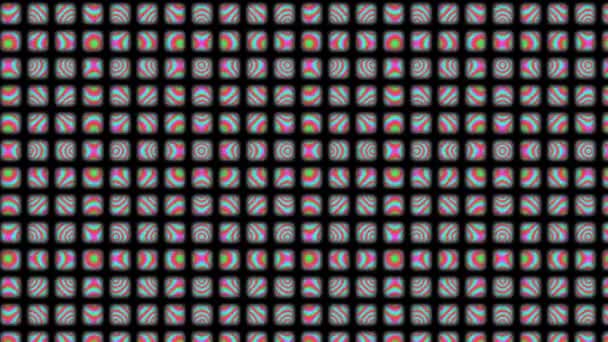 60s Psychedelic Boxes Panels Rounded Grid Small — Vídeo de stock