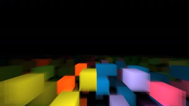 Room of Random Various Colors of Cubes Passing Viewer — Vídeos de Stock