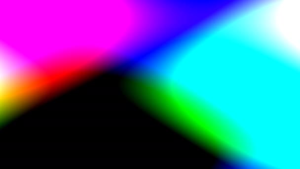 Espace sombre avec des panneaux de couleurs soustractives lumineuses qui coulent — Video