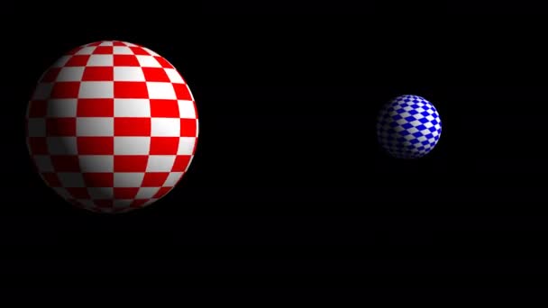 Red and Blue Checked Balls Rendering and Changing Size Tech Demo — Stock Video