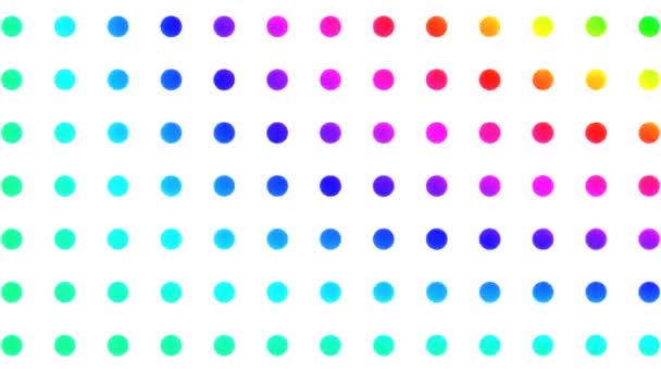 Color of Rainbow Spectrum Gradient Flowing Over Grid of Neat Polka Dots Spots — Vídeos de Stock