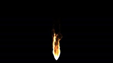Single Burning Flickering Candle Torch Flame Fire Flicker