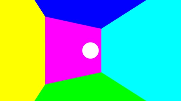 White Sphere Inside Colored Room of Primary Bright Colors — Vídeo de stock