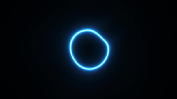 Φωτεινό μπλε ενιαίο δαχτυλίδι κύκλο δέσμη νέον — Αρχείο Βίντεο