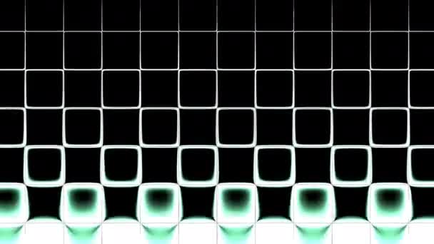 Lights Flowing Over Digital Grid Rounded Squares Mesh — Stock Video