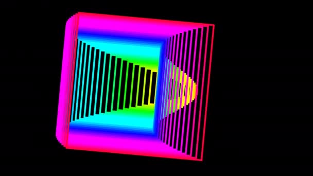 Multi Colored Spectrum of Squares Layered and Wiggling — Vídeo de stock