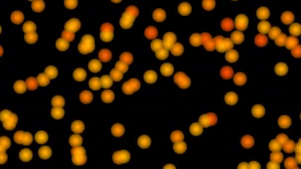 Massa van Oranje Cellen Bewegend Chaotisch rond Frame — Stockvideo
