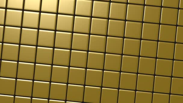 Moving Across Scene of Gold Golden Tiles Matt Soft Rounded — Vídeos de Stock