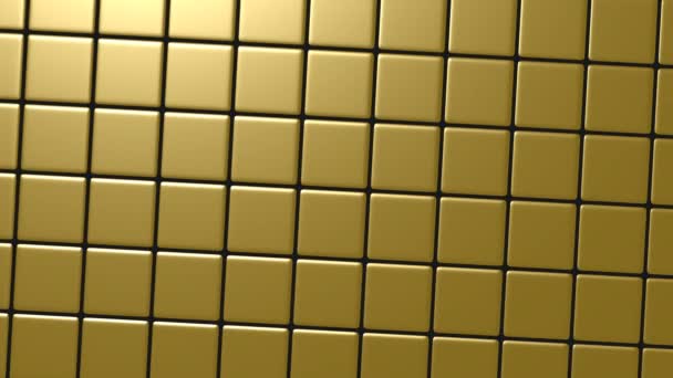 Pan Over Golden Tiles Blocks Gold Matte — Vídeos de Stock