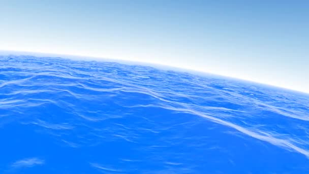 Water World Waterworld Blue Ocean Surface Curved Earth — Vídeo de Stock