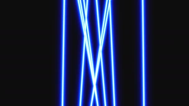 Лучи синего лазерного сияния, образующие сцену концерта лазерного шоу — стоковое видео