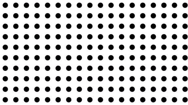 Reihen von schwarzen Kreisen, die sich in entgegengesetzte Richtungen bewegen, bilden Linien von Punkten — Stockvideo