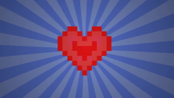 Flashing Heart 8bit 8-Bit Pixel Art Bouncing Love — Stock video