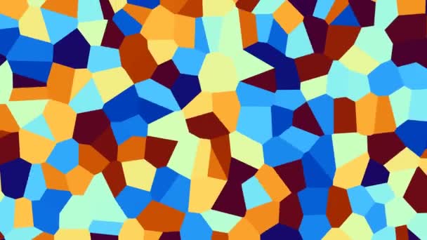 Voronoi-Zellen bewegen sich beweglich schrumpfende bewegliche Blöcke von flacher Farbe — Stockvideo