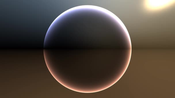 Bright Sun Orbit Around Reflective Metal Shiny Ball — Vídeos de Stock