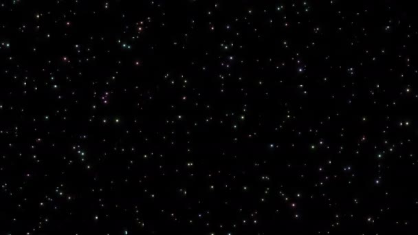 Разноцветные снежные звезды звездного поля мерцают звёздное небо мерцает — стоковое видео