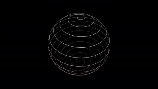 Spiral Forming a Globe World Planet Earth Rotating Slowly Mask Fine Lines — 图库视频影像