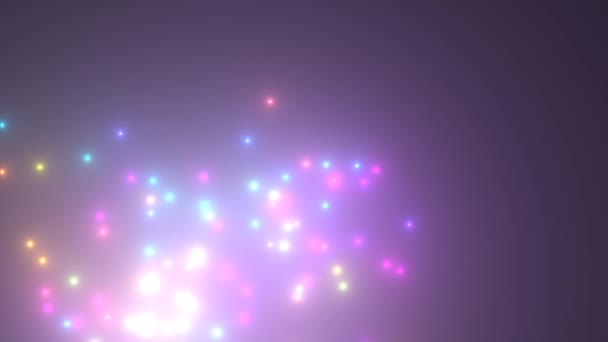 Weiche entfernte kleine verschiedene Farben helle Lichter bewegen sich langsam — Stockvideo