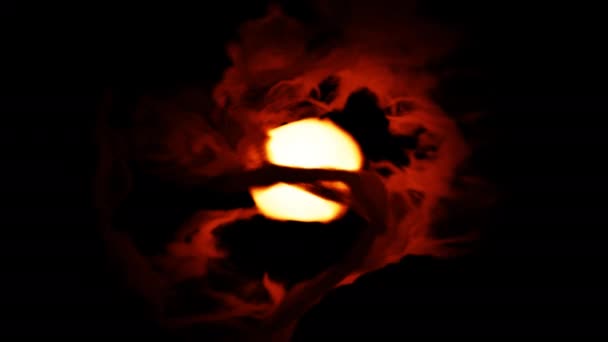 Горящий злой шар огненной энергии огненный шар курение дыма Хэллоуин — стоковое видео
